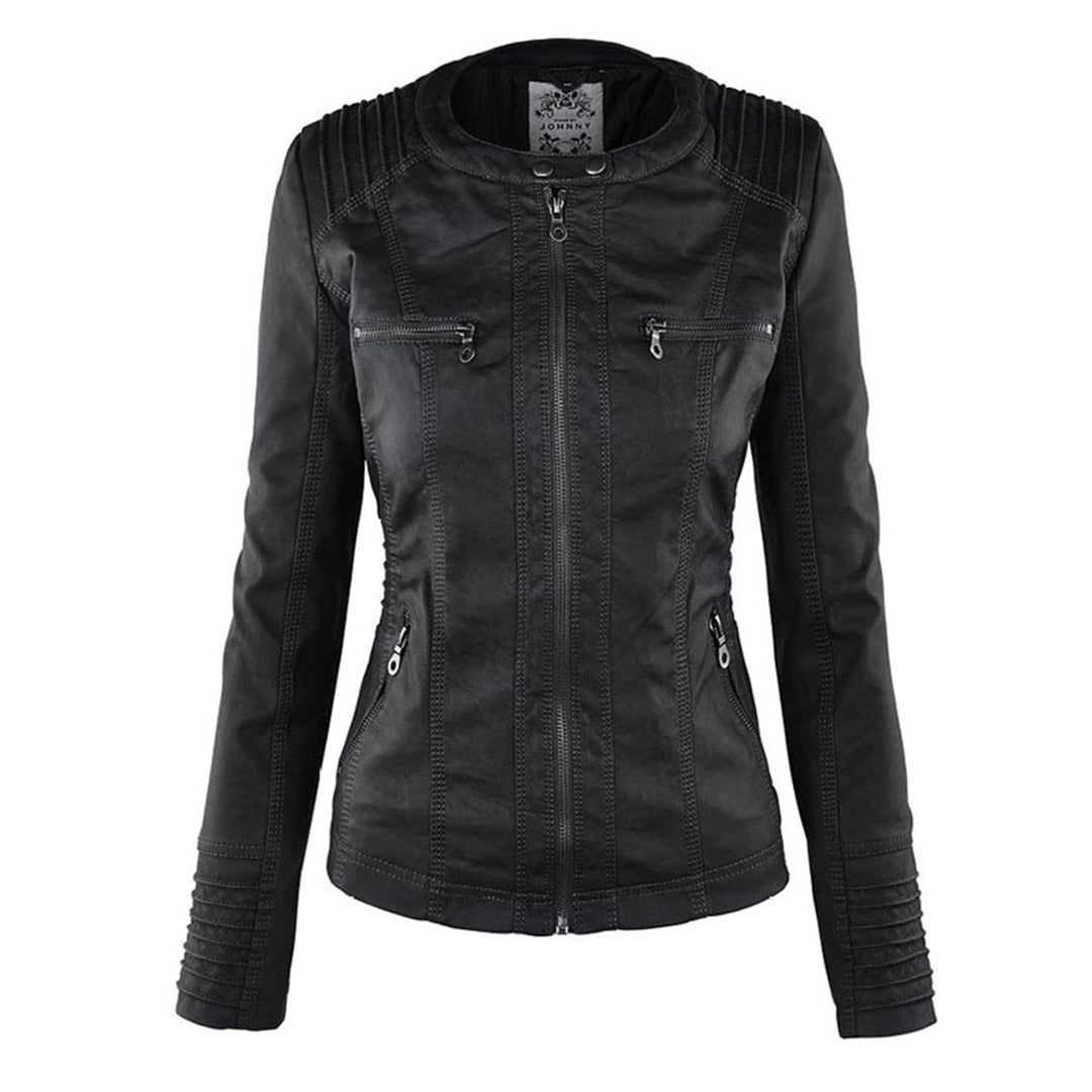 Kiara | Waterproof Hooded Leather Jacket