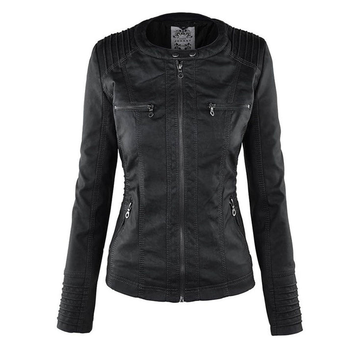 Kiara | Waterproof Hooded Leather Jacket