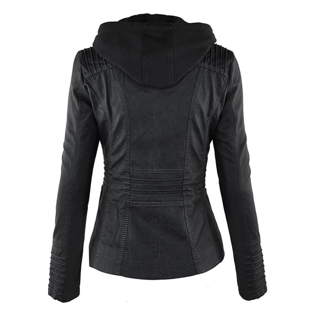 Kiara | Waterproof Hooded Leather Jacket