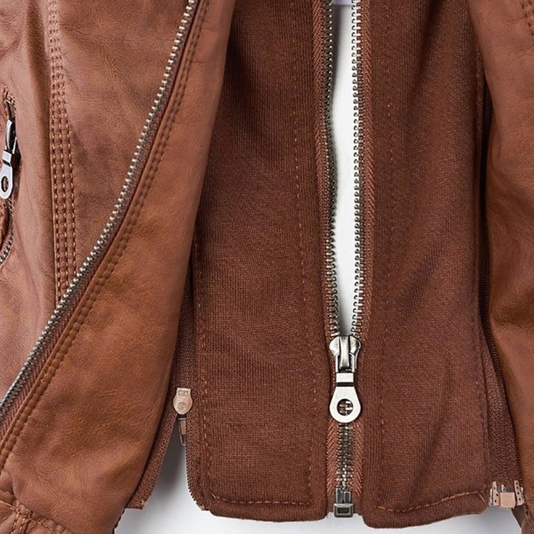 Kiara | Waterproof Hooded Leather Jacket