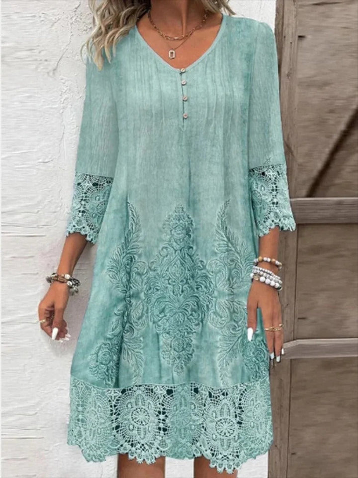 Edel – Elegant Lace V-Neck Dress