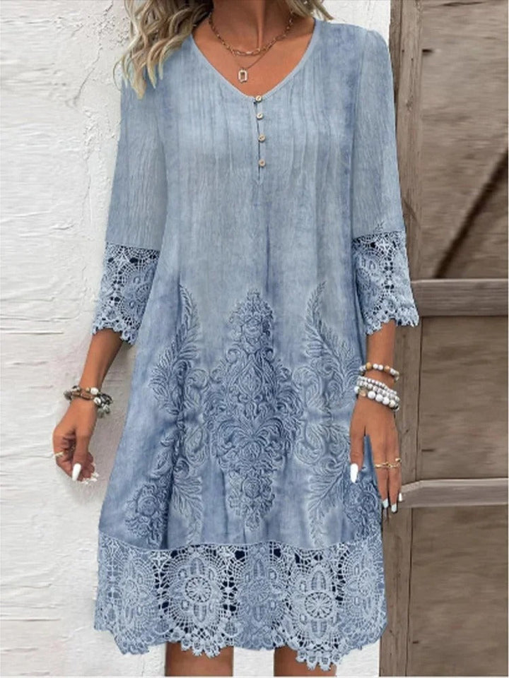 Edel – Elegant Lace V-Neck Dress