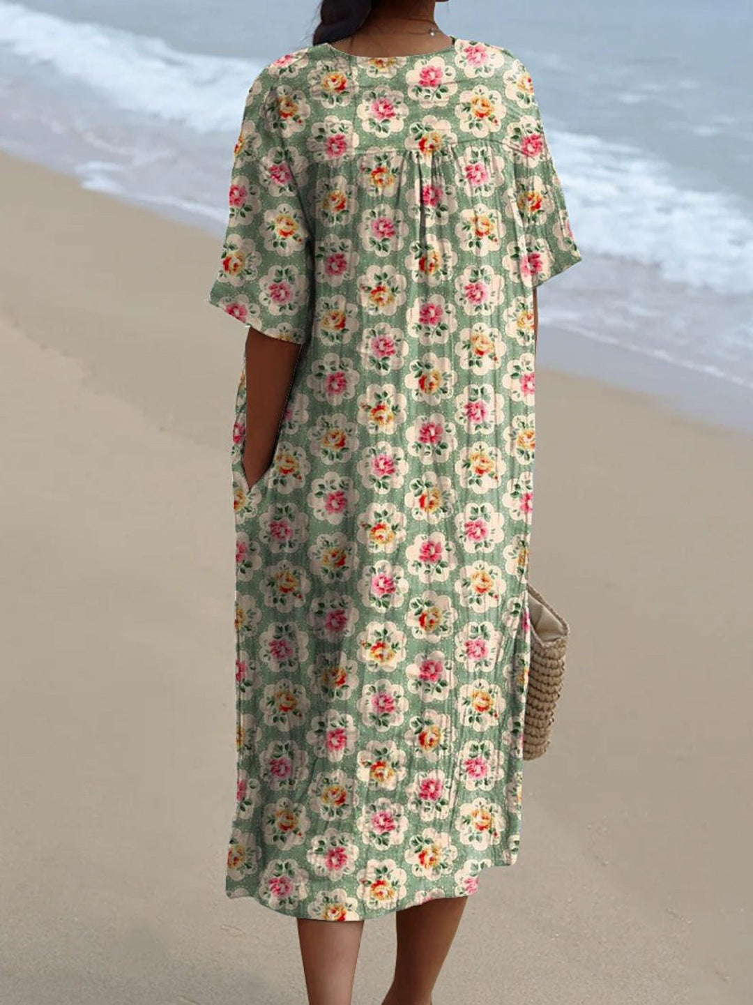 Mika™ | Boho Floral V-Neck Vintage Dress